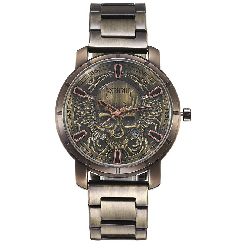 Retro Skull Watch for Men Luxury Steel Leather Strap Fashion Quartz Wristwatches Male Clock Gift Relogio Masculino Drop Shipping - Bonnie Lassio