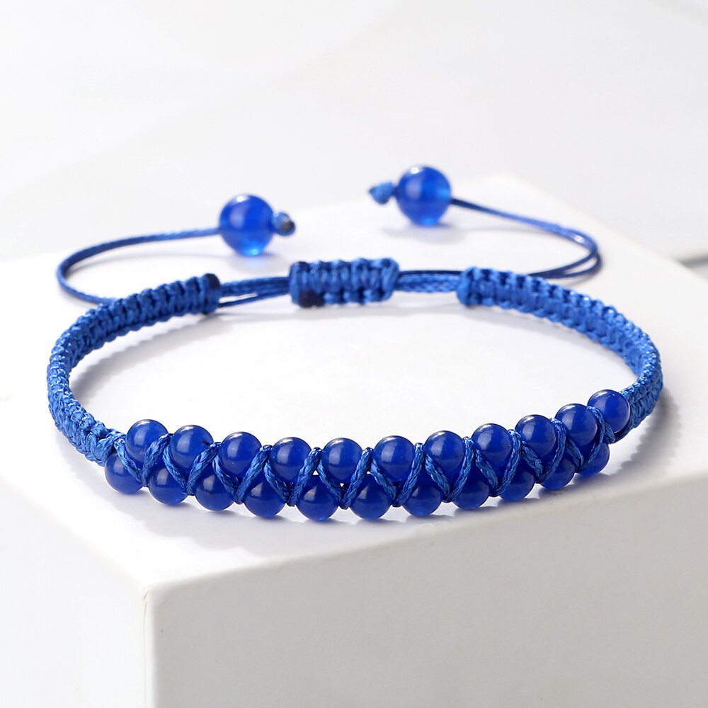 4mm Natural Stone Beads Charm Bracelets Handmade Adjustable Braided Bangles Yoga Meditation - Bonnie Lassio