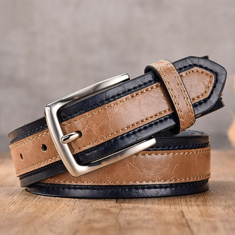 New Men&#39;s Belt Fashion Casual Strap Male Jeans Designer Trouser Belts Pu Genuine Leather Luxury Brand Pin Buckle - Bonnie Lassio