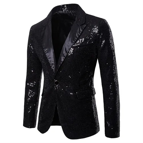 Jacket Fashion Men's Dance Party Sequin Suit Jacket Gold Silver Black Red - Bonnie Lassio