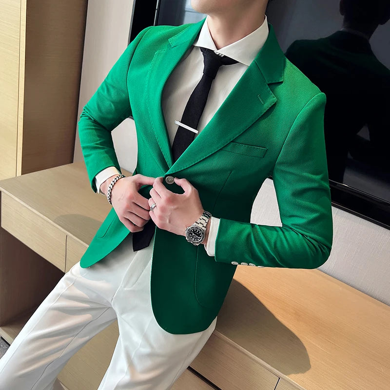 Mens Blazers Solid Color Lapel Slim