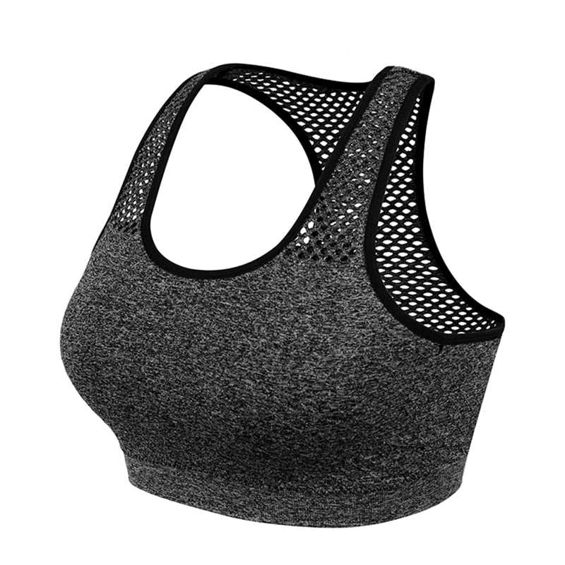 Mesh Sports Bra Hollow Out Sport Top Seamless Fitness Yoga Bras Women Gym Top Padded Running Vest Shockproof Push Up Crop Top - Bonnie Lassio