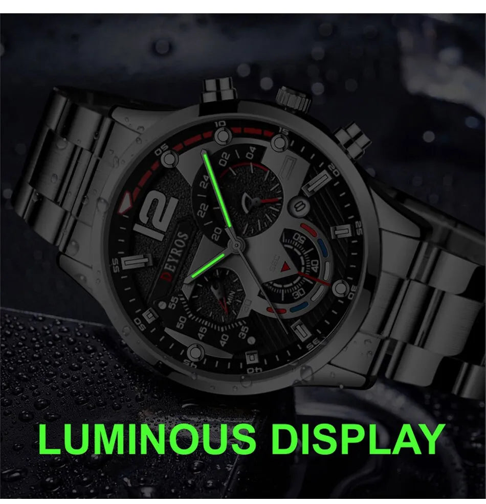 Fashion Mens Watches Luxury Stainless Steel Quartz Wristwatch Calendar Luminous Clock Men Business Casual Watch Reloj Hombre - Bonnie Lassio