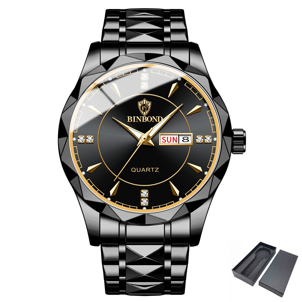 Men Gold Watch Luxury Quartz Mens Business Watches Fashon Day Date Male Clock Stainless Steel Waterproof Relogio Masculino 2023 - Bonnie Lassio