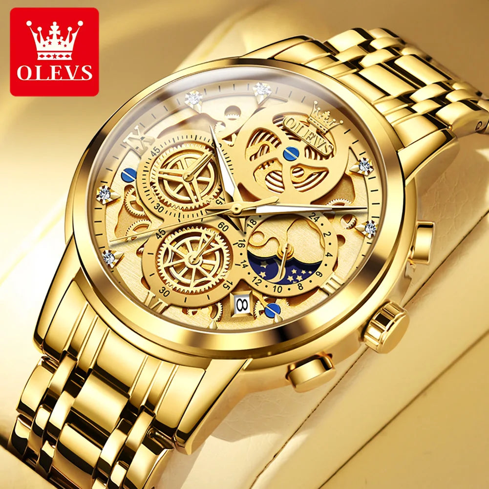 OLEVS Original Brand Luxury Men's watches Fashion Quartz Watch Design Stainless Steel Strap - Bonnie Lassio