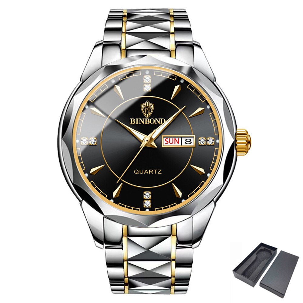 Men Gold Watch Luxury Quartz Mens Business Watches Fashon Day Date Male Clock Stainless Steel Waterproof Relogio Masculino 2023 - Bonnie Lassio