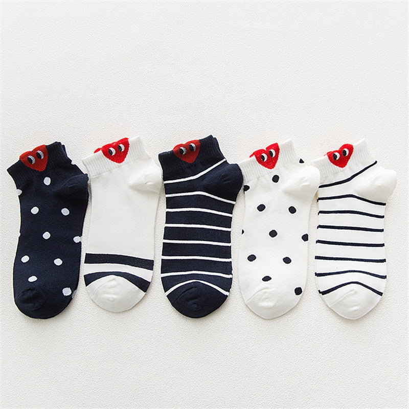 Kawaii Women 3D Ear socks Red Heart Pattern With Big Eyes Cute Campus Simple Basic Fresh Female Sokken Happy Socks Sweet Girls - Bonnie Lassio