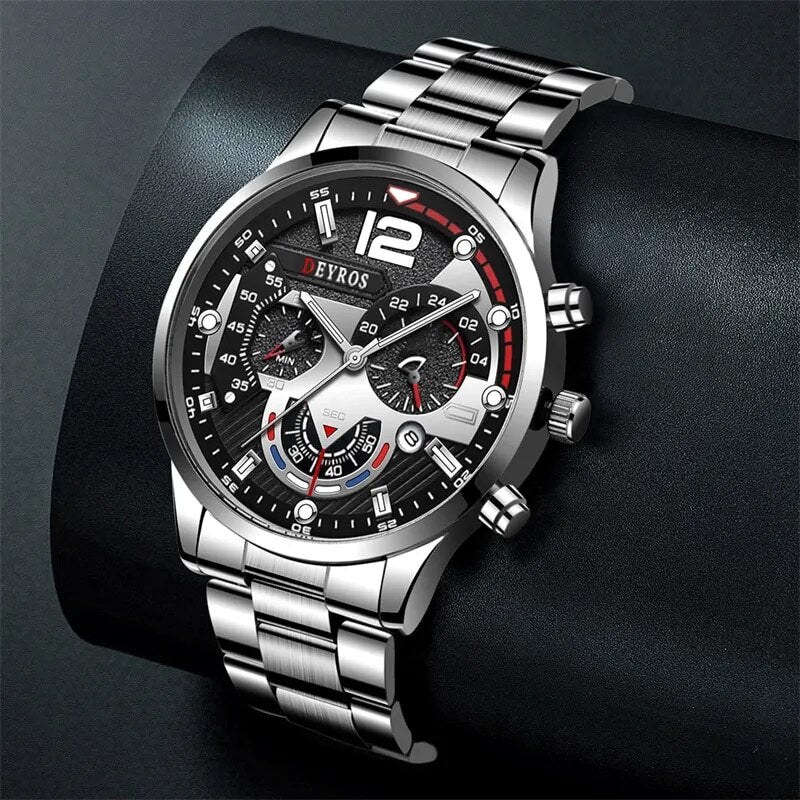 Fashion Mens Watches Luxury Stainless Steel Quartz Wristwatch Calendar Luminous Clock Men Business Casual Watch Reloj Hombre - Bonnie Lassio