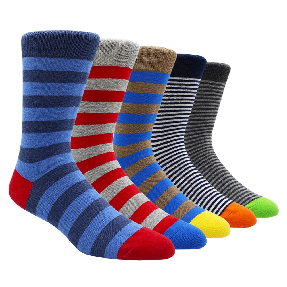 Mens Rainbow Socks Striped Mixed Colours 5 Pairs - Bonnie Lassio