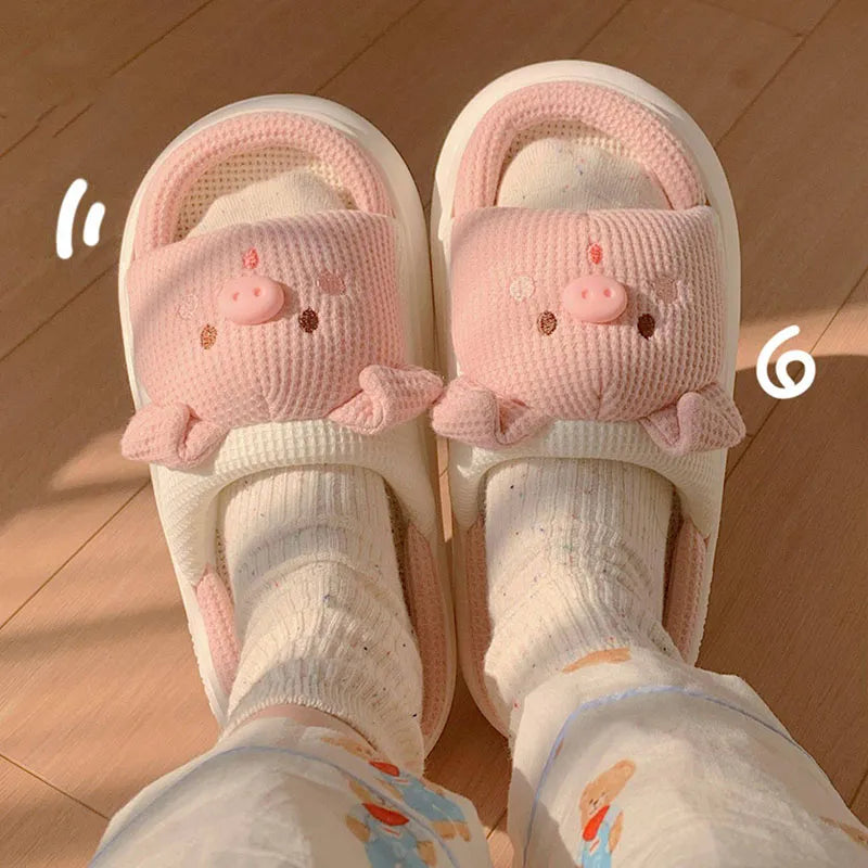 Cute Animal Pig Slippers for Women All Season Breathable Open Toe - Bonnie Lassio