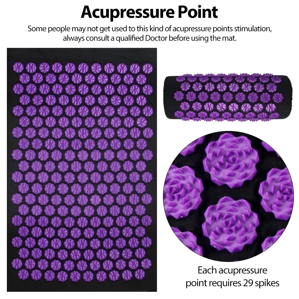 Acupressure Yoga Mat Kuznetsov's Applicator Cushion Sensi Massage Body Needles With Spikes Pillow Foot Massager Fitness Pilates - Bonnie Lassio