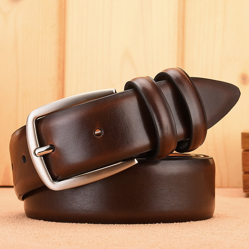 Male Belt Fashion Men&#39;s Luxury Designer Cowskin Belts For Jeans Genuine Leather Strap Pin Buckle Cummerbunds Ceinture Homme - Bonnie Lassio