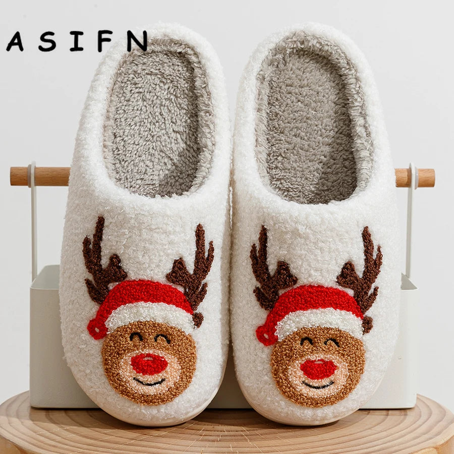 Winter Christmas Reindeer Slippers Cute Elk - Bonnie Lassio