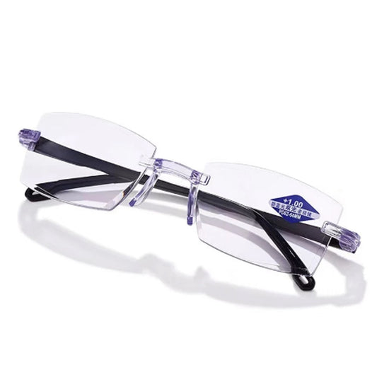 Bifocal Progressive Reading Glasses Diamond Cut Blue Light Blocking Multifocal Rimless - Bonnie Lassio