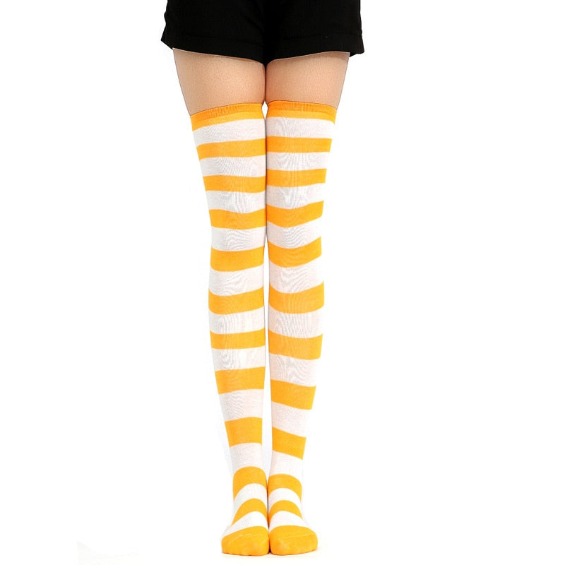 Long Tube Ladies Japanese Blue and White Striped Over-knee Socks Thigh High - Bonnie Lassio