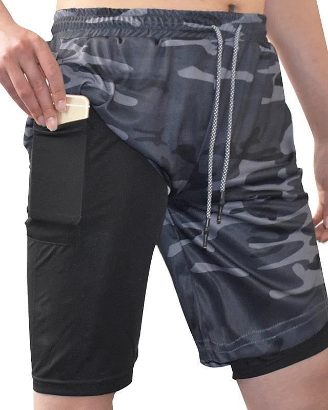 Mens Sports Summer New Double Layer Mobile Phone Pants Gym - Bonnie Lassio