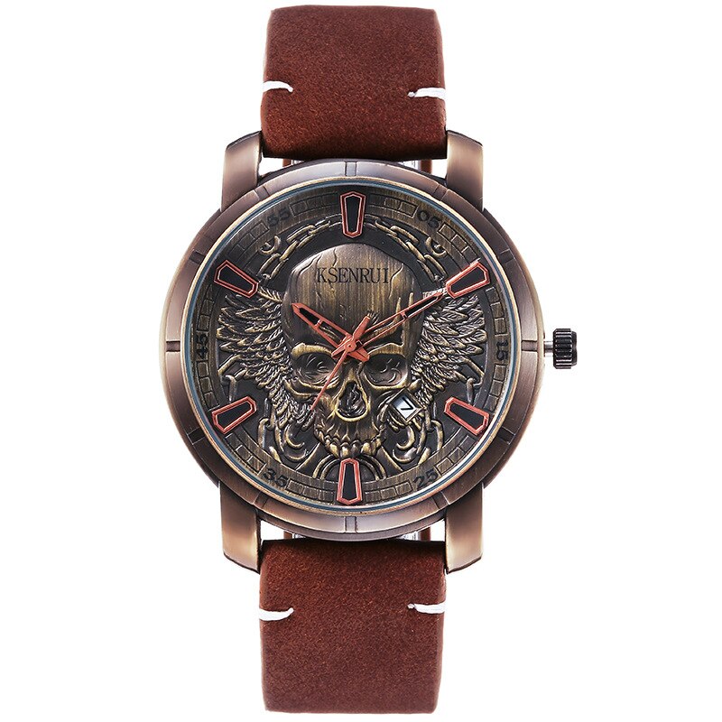 Retro Skull Watch for Men Luxury Steel Leather Strap Fashion Quartz Wristwatches Male Clock Gift Relogio Masculino Drop Shipping - Bonnie Lassio