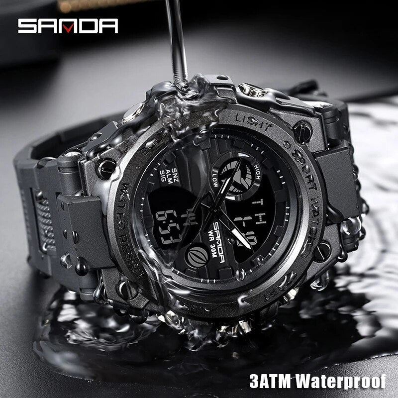 SANDA Top Luxury Watches Men Military Army Mens Watch Waterproof Sport Wristwatch Dual Display Watch Male Relogio Masculino - Bonnie Lassio