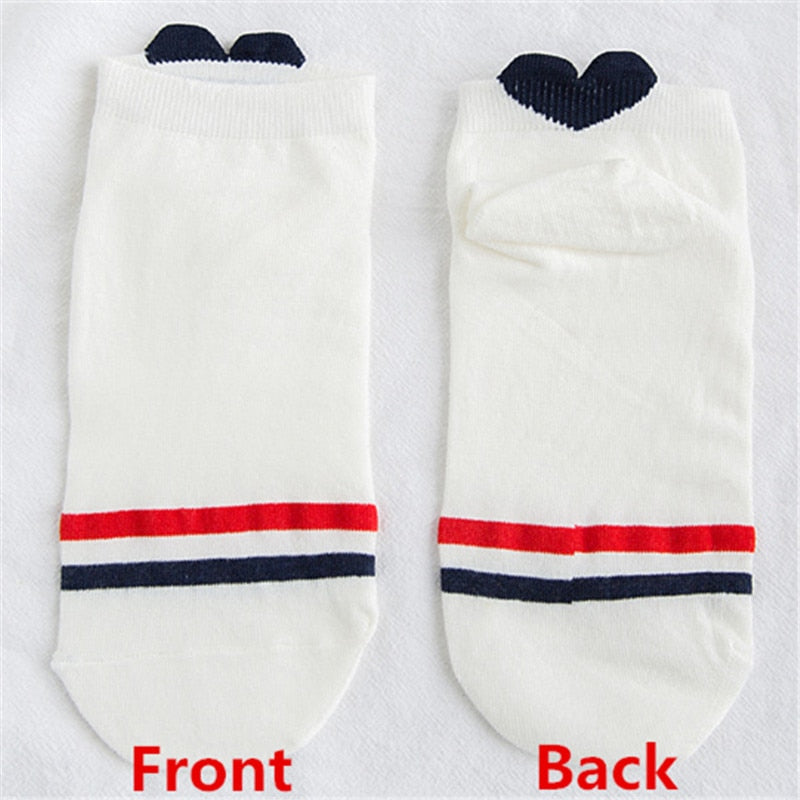 Kawaii Women 3D Ear socks Red Heart Pattern With Big Eyes Cute Campus Simple Basic Fresh Female Sokken Happy Socks Sweet Girls - Bonnie Lassio