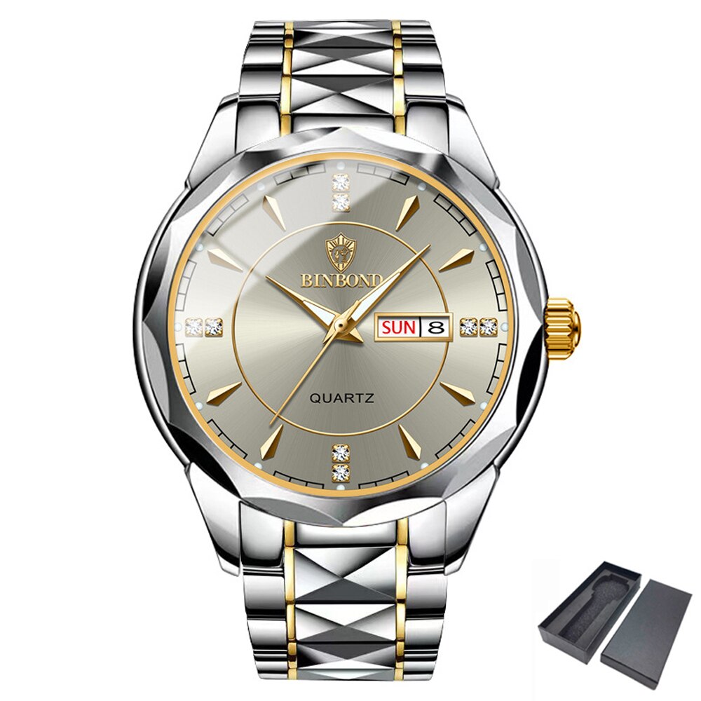 Men Gold Watch Luxury Quartz Mens Business Watches Fashon Day Date Male Clock Stainless Steel Waterproof Relogio Masculino 2023 - Bonnie Lassio