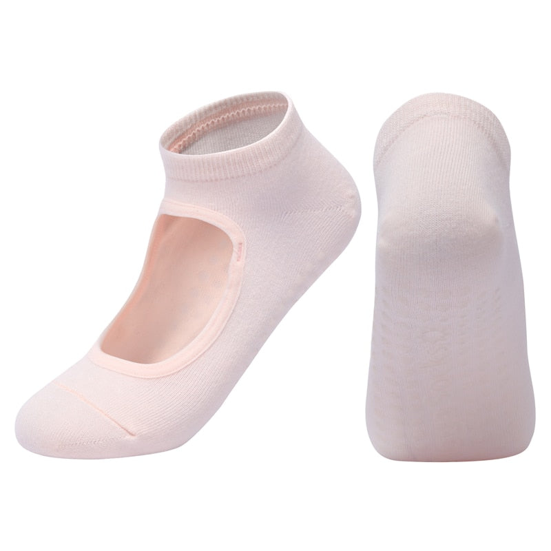 Women High Quality Pilates Socks Anti-Slip Breathable Backless Yoga Socks Ankle Ladies Ballet Dance Sports Socks for Fitness Gym - Bonnie Lassio