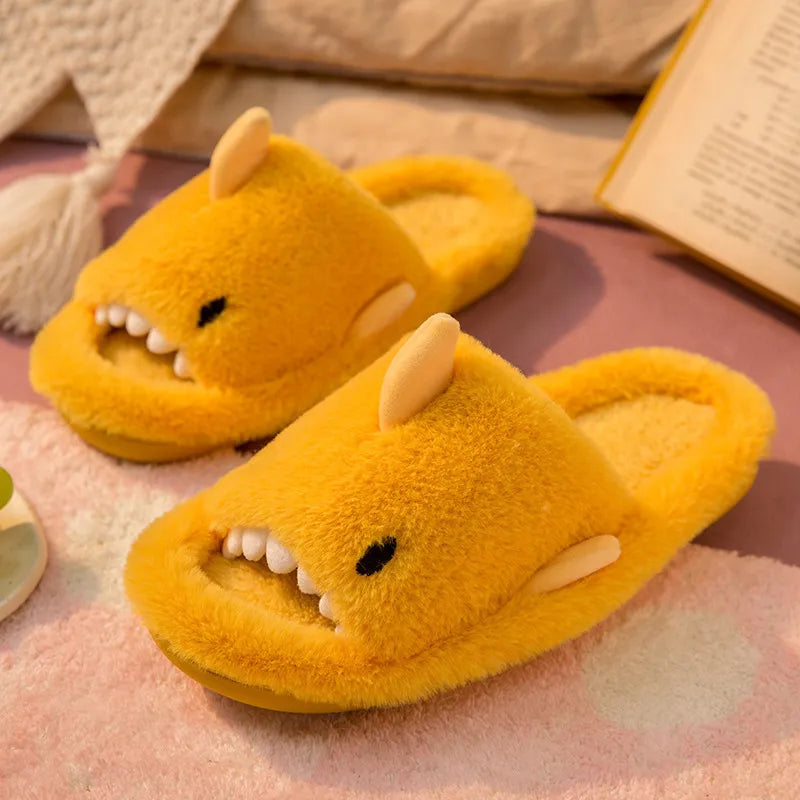 Autumn And Winter Cartoon Shark Wool Slippers For Women - Bonnie Lassio