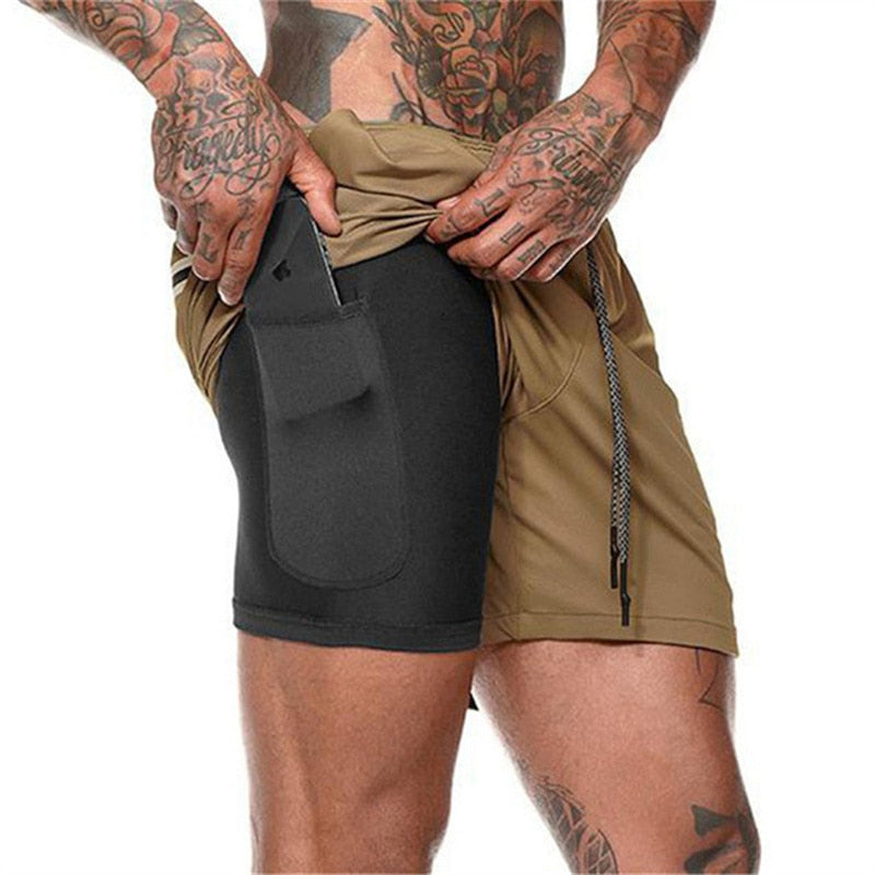 Joggers Shorts Men 2 in 1 sport shorts Gyms Fitness Bodybuilding Workout Quick Dry Beach Shorts Male Summer Running shorts men - Bonnie Lassio