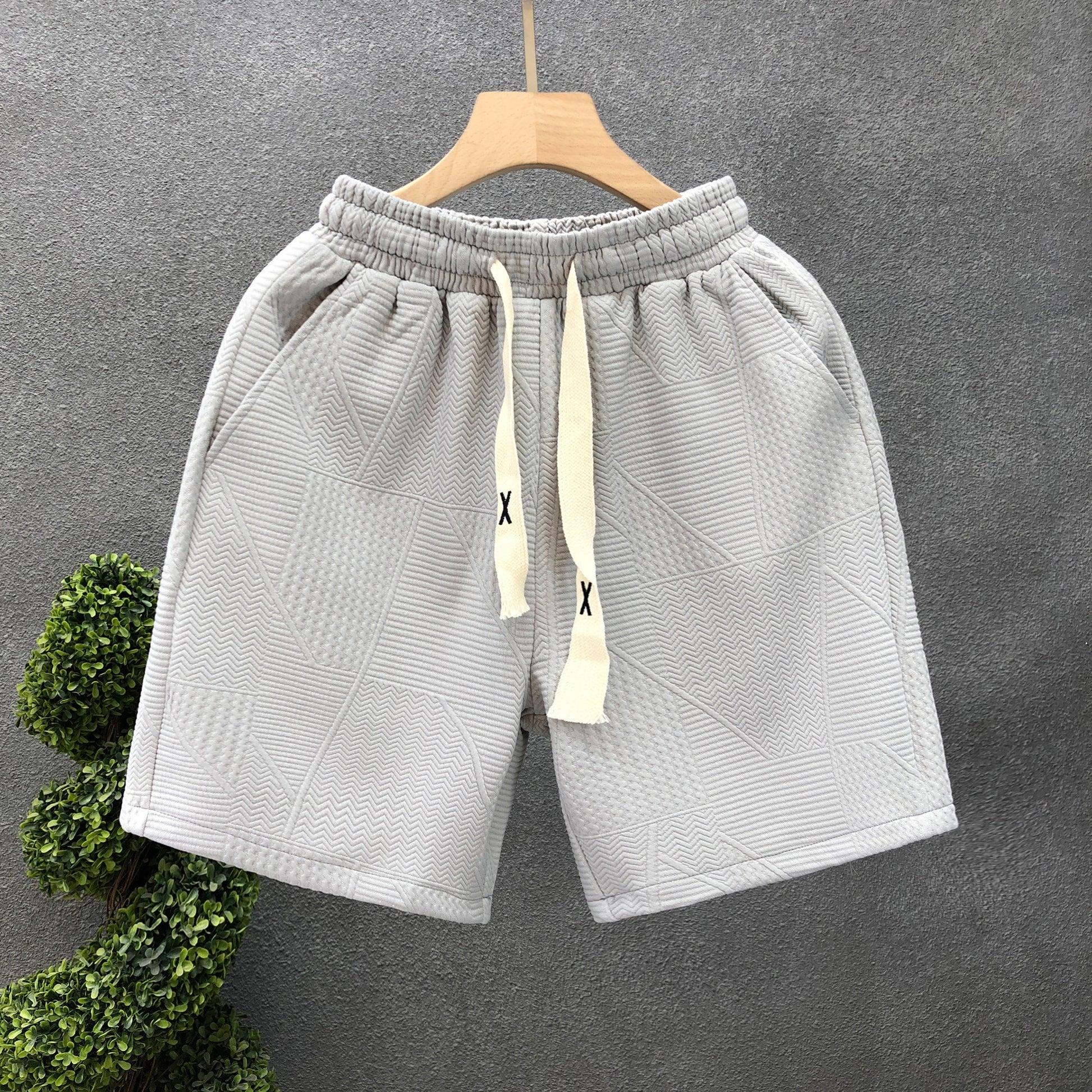 Fashion Simple Pattern Shorts Men's Summer Loose Drawstring Solid Color Pants Breathable Casual Gym Outdoor Beach Short Pants - Bonnie Lassio