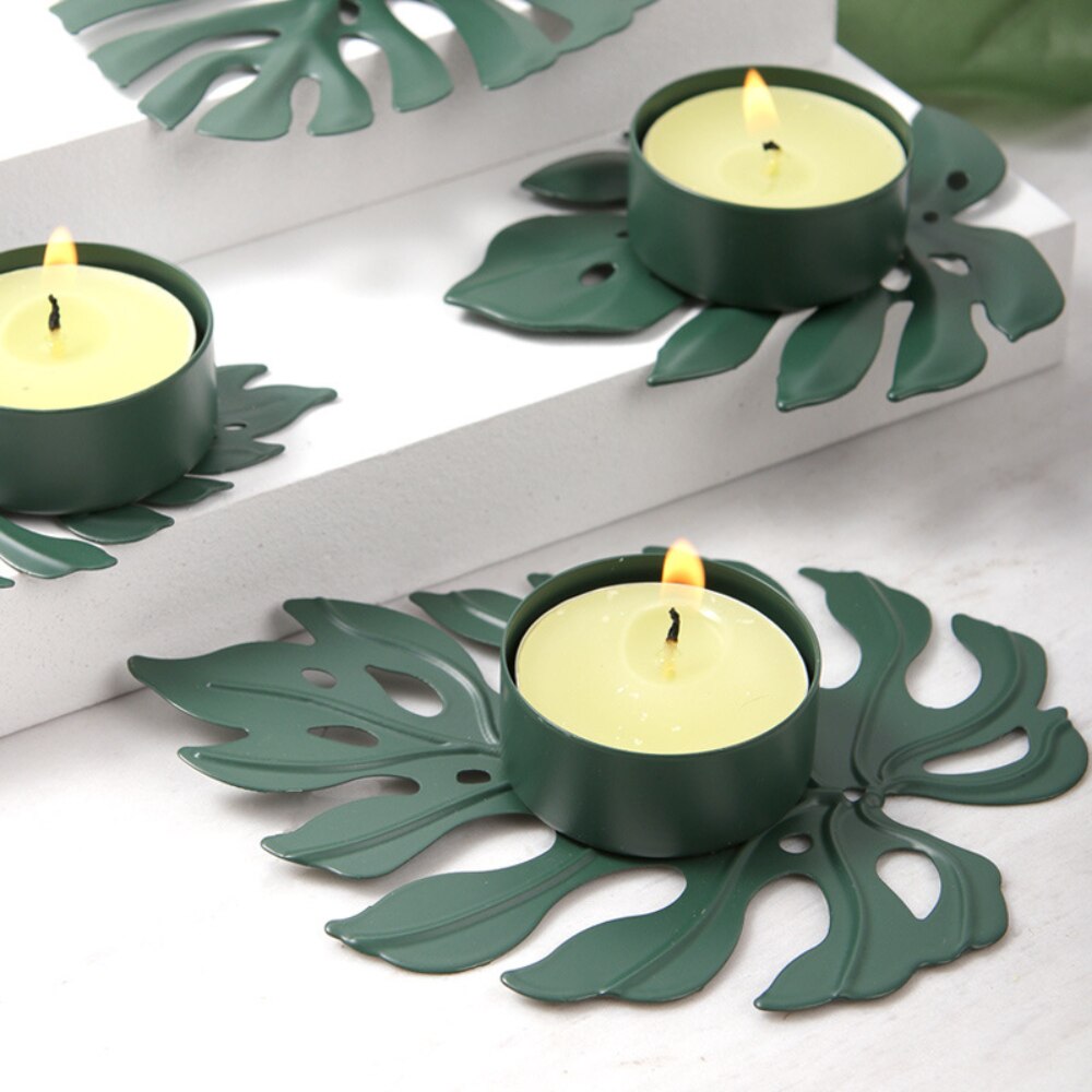 Candle holder holiday metal leaf ornaments candlelight dinner props creative metal turtle back leaf ornaments candlestick for tea lights - Bonnie Lassio