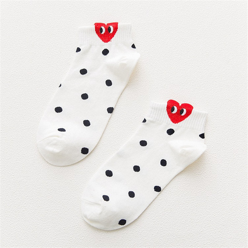 Kawaii Women 3D Ear socks Red Heart Pattern With Big Eyes Cute Campus Simple Basic Fresh Female Sokken Happy Socks Sweet Girls - Bonnie Lassio