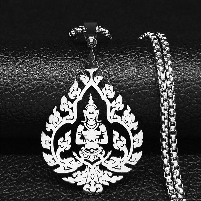 Buddhism Meditation Buddha Yoga Pendant Necklace Stainless Steel Tree of Life Necklace Buddhist Jewelry collares para mujer - Bonnie Lassio