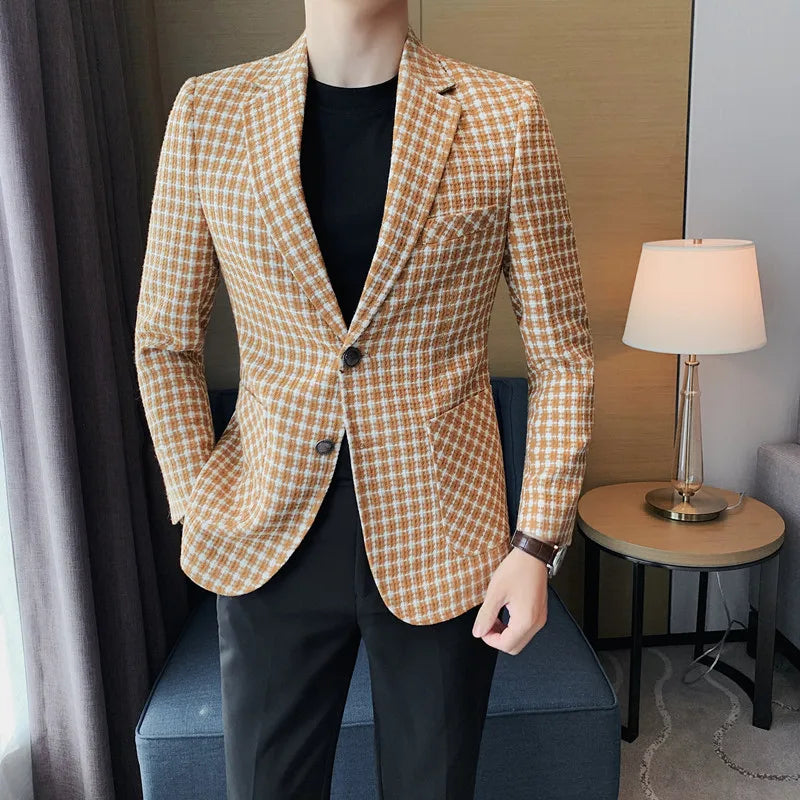 Men's Plaid Casual Jacket Blazer