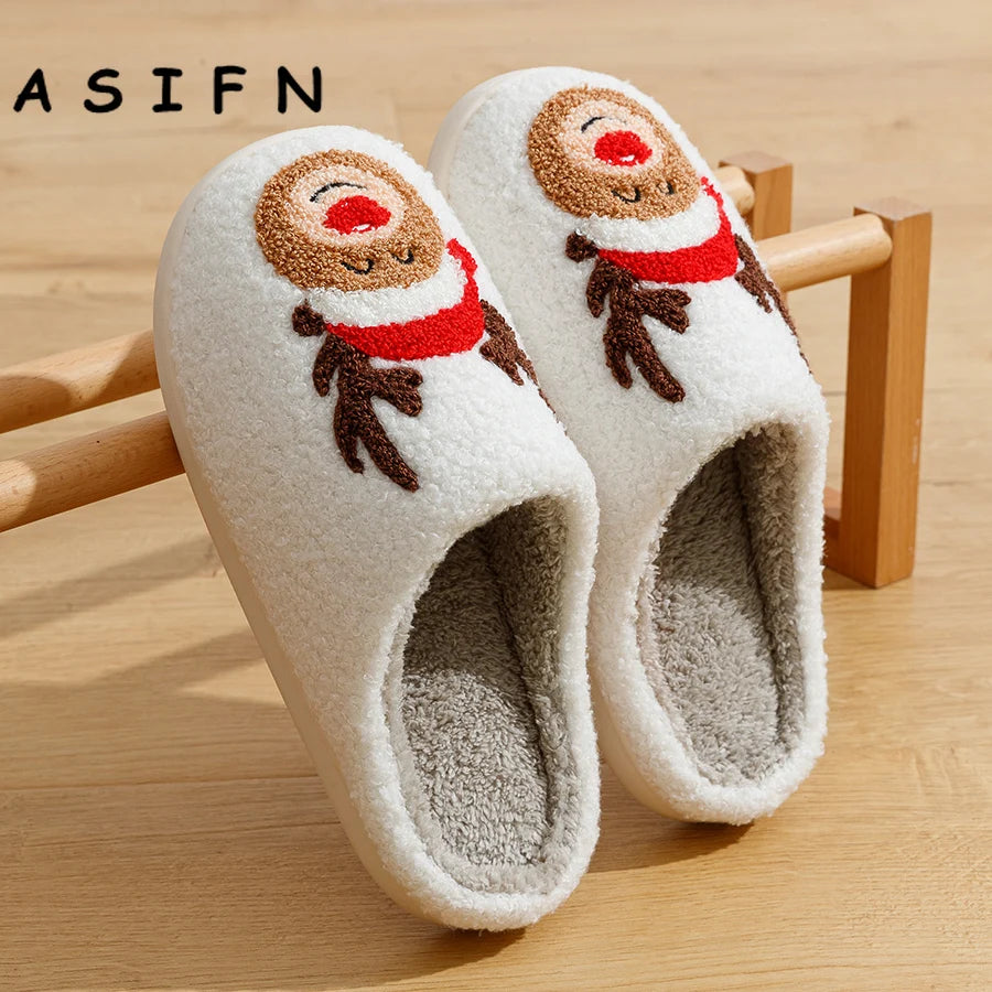 Winter Christmas Reindeer Slippers Cute Elk - Bonnie Lassio