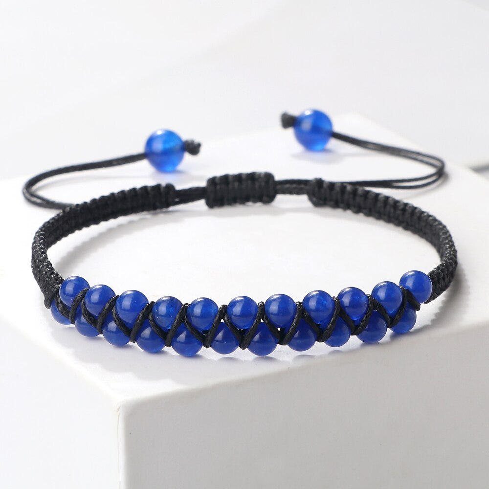 4mm Natural Stone Beads Charm Bracelets Handmade Adjustable Braided Bangles Yoga Meditation - Bonnie Lassio