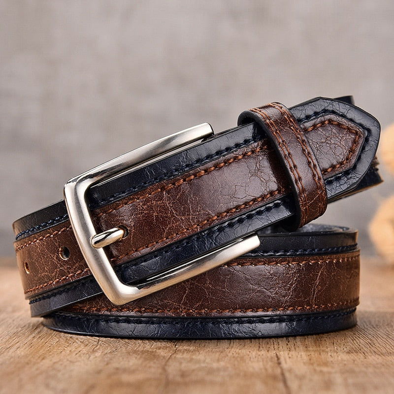 New Men&#39;s Belt Fashion Casual Strap Male Jeans Designer Trouser Belts Pu Genuine Leather Luxury Brand Pin Buckle - Bonnie Lassio