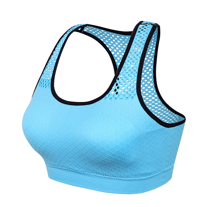 Mesh Sports Bra Hollow Out Sport Top Seamless Fitness Yoga Bras Women Gym Top Padded Running Vest Shockproof Push Up Crop Top - Bonnie Lassio