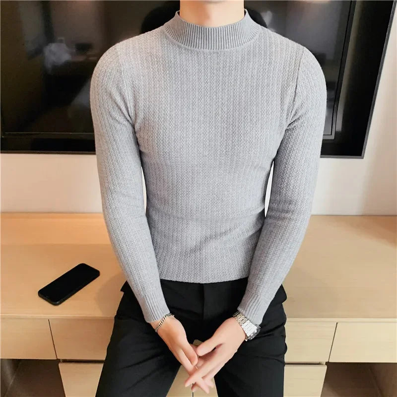 Mens Knitted Sweater Solid Color
