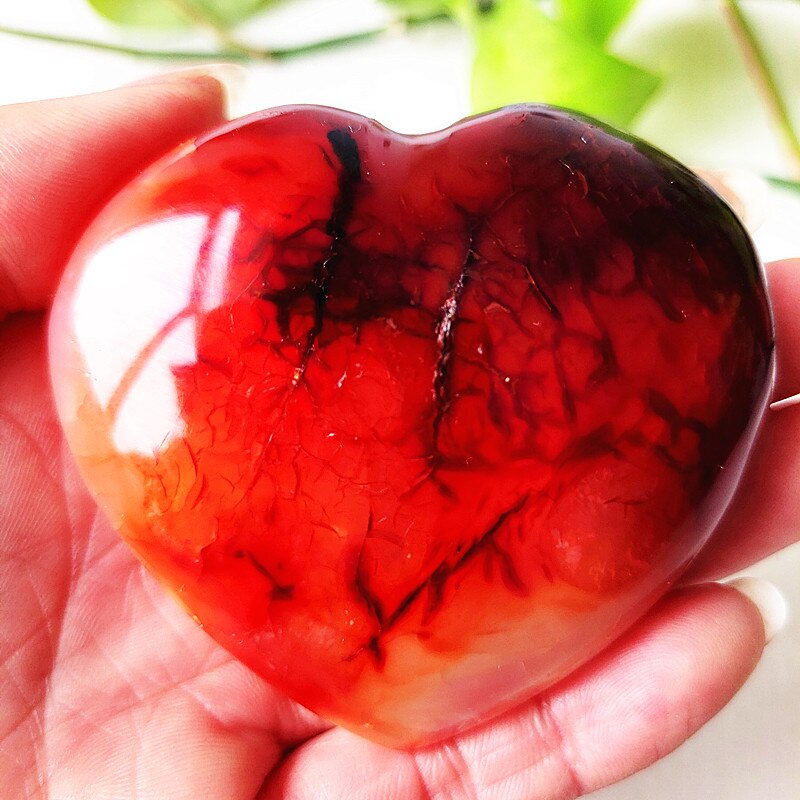 Natural Stone Red Agate Crystal Heart Symbolic Love Yoga Exercise FengShui Room Decoration Spiritual Meditation Healing Crystals - Bonnie Lassio