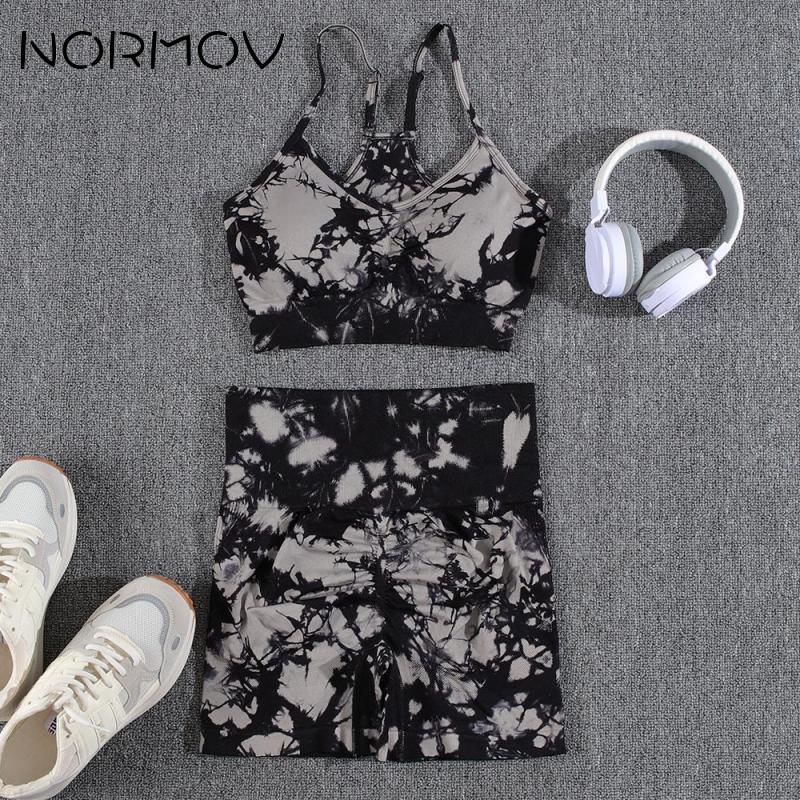 NORMOV Newest Tie Dye Yoga Sets Printing 1/2/3 PCS Gym Set For Women Seamless Leggings Bra Shorts Summer Fitness Outfits - Bonnie Lassio