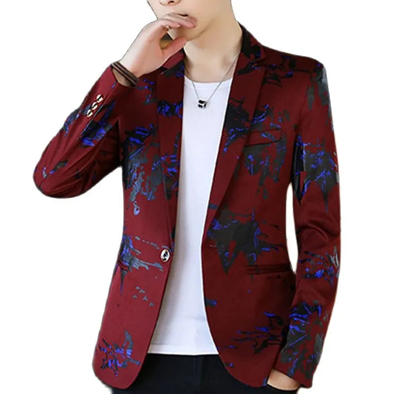 Blazer Men Suit Male Slim Version Print One Button Pocket - Bonnie Lassio