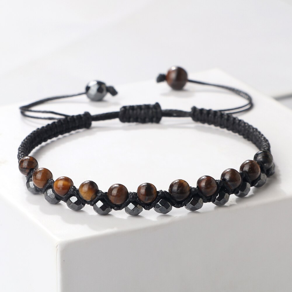 4mm Natural Stone Beads Charm Bracelets Handmade Adjustable Braided Bangles Yoga Meditation - Bonnie Lassio