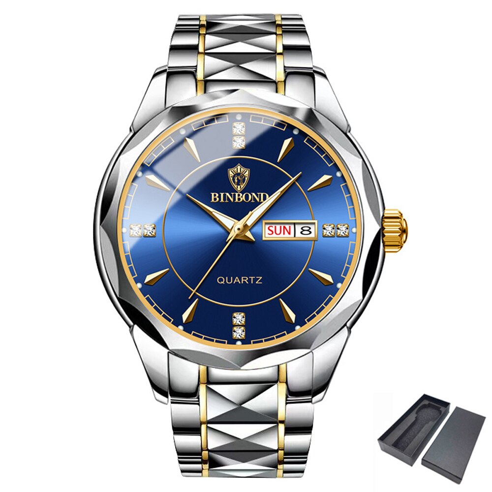 Men Gold Watch Luxury Quartz Mens Business Watches Fashon Day Date Male Clock Stainless Steel Waterproof Relogio Masculino 2023 - Bonnie Lassio