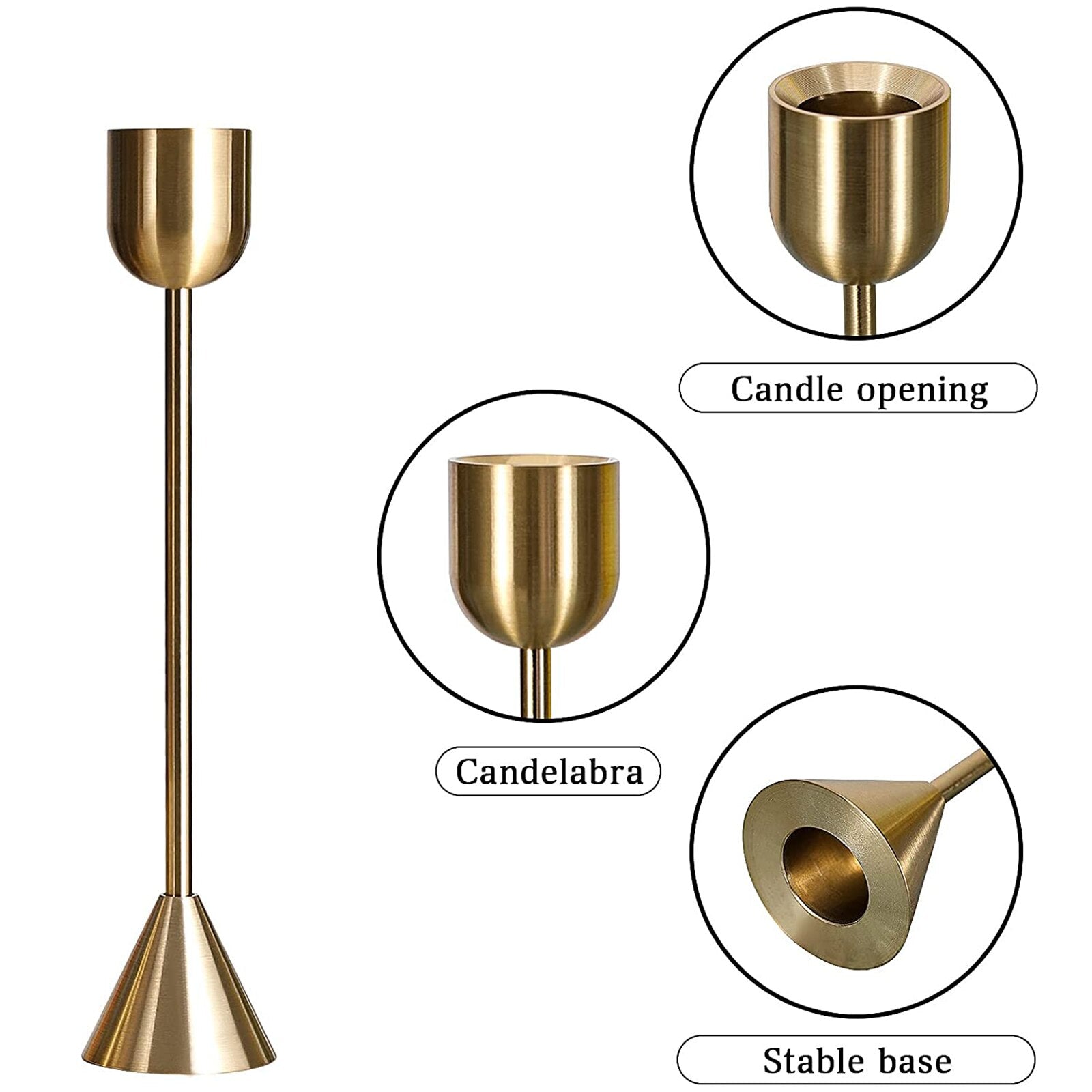 Gold Candle Holder Metal Candlestick for Wedding Room Table Candle Stand Christmas New Year Bar Party Decoration - Bonnie Lassio