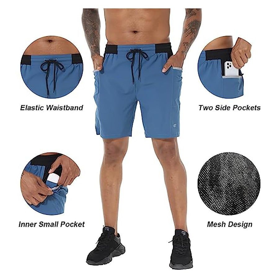 Men's Running Shorts with Zipper Pockets Swim Trunks Men's Lightweight Casual Shorts Quick Dry Gym Workout Athletic Shorts - Bonnie Lassio