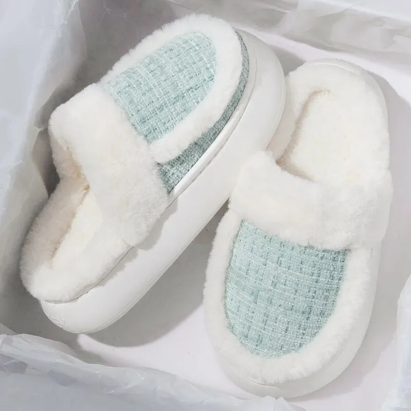 Women Warm Cushioned Slippers for Indoor Outdoor Fluffy Slides with Memory Foam - Bonnie Lassio