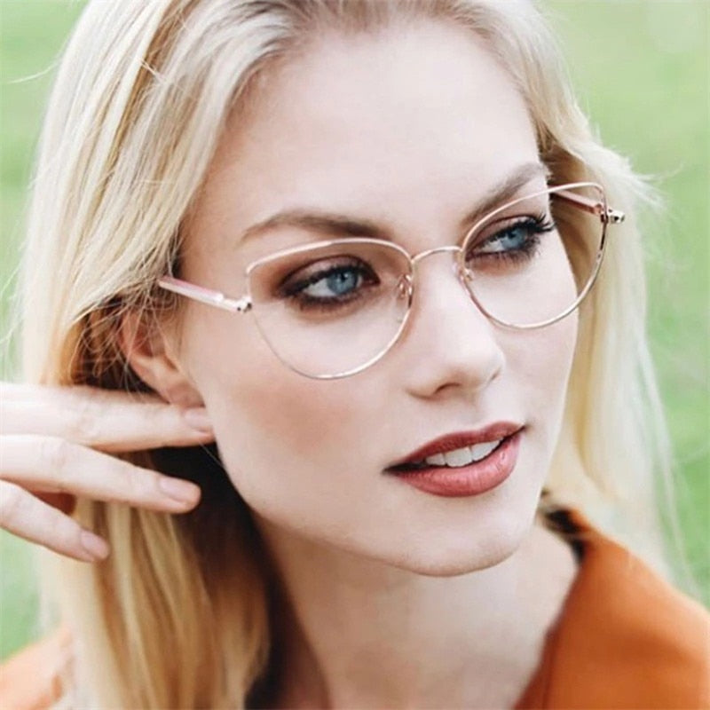 New Women Glasses Cat Eye Anti Blue Light Radiation Protection Eyeglasses Female Small Frame Eyewear Metal Girls Reading Glasses - Bonnie Lassio