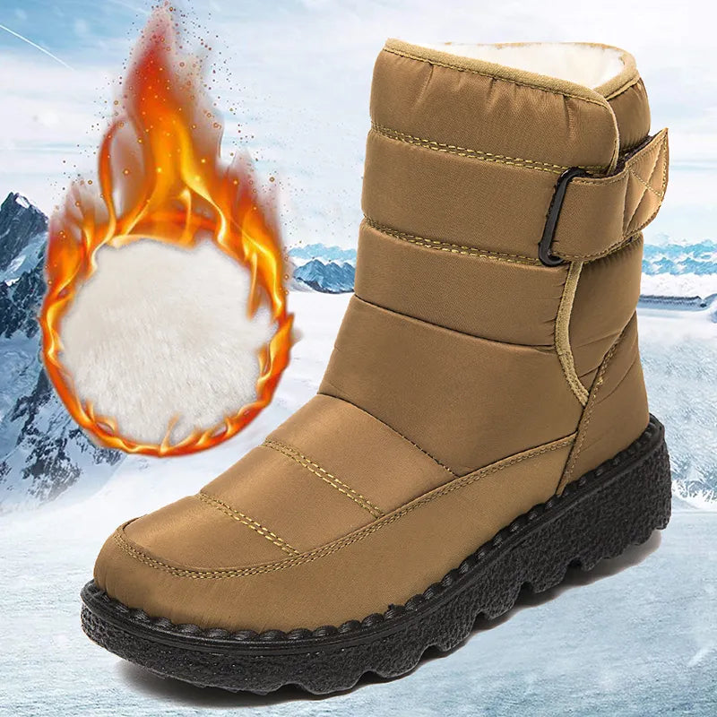 Rimocy Non Slip Waterproof Snow Boots for Women 2023 Thick Plush Winter Ankle Boots Woman Platform Keep Warm Cotton Padded Shoes - Bonnie Lassio