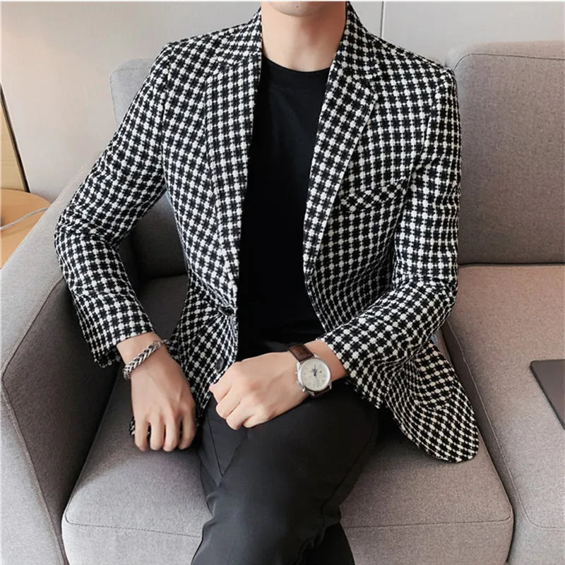 Men's Plaid Casual Jacket Blazer