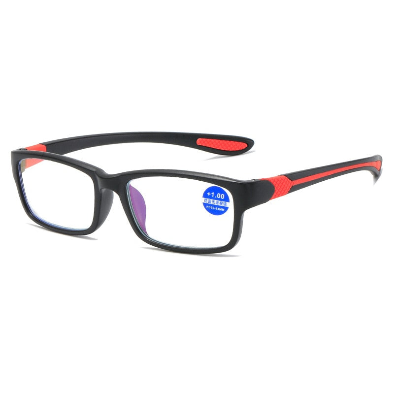 Reading Glasses Men Women Sports Anti-blue Light Reading Eyewear Black Red TR90 Frame Presbyopia Eyeglasses +100 to+400 glasses - Bonnie Lassio