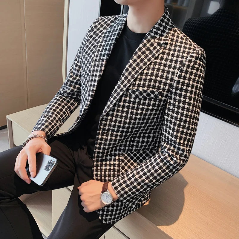 Men's Plaid Casual Jacket Blazer